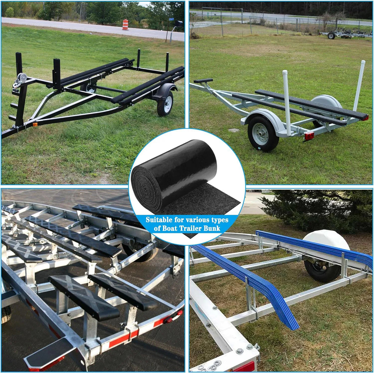 Marine Trailer Felt Double-layer with Waterproof Membrane Floor Mat Outdoor Boat Trailer Motorboat Ramp Garage Dock