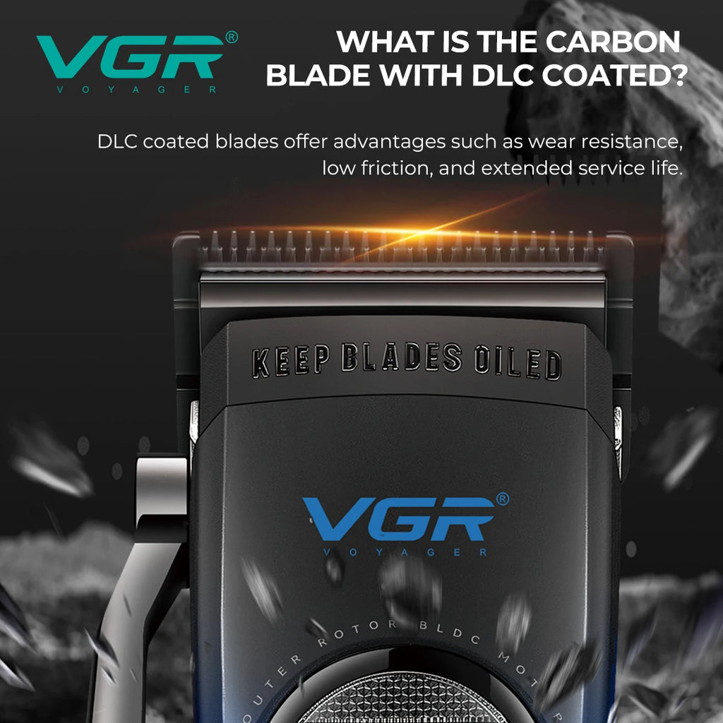 VGR Hair Trimmer Professional Barber Combo External Rotor Motor Hair Cut Machine Adjustable LED Display Trimmer for Men V-882 S2