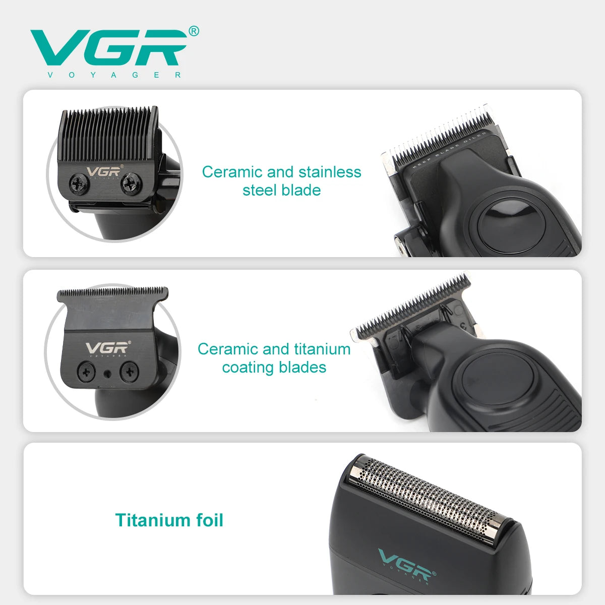 VGR Hair Trimmer Professional Clipper Cordless Barber Combo Electric Shaver Haircut Machine Cordless Trimmer for Men V-196 S3