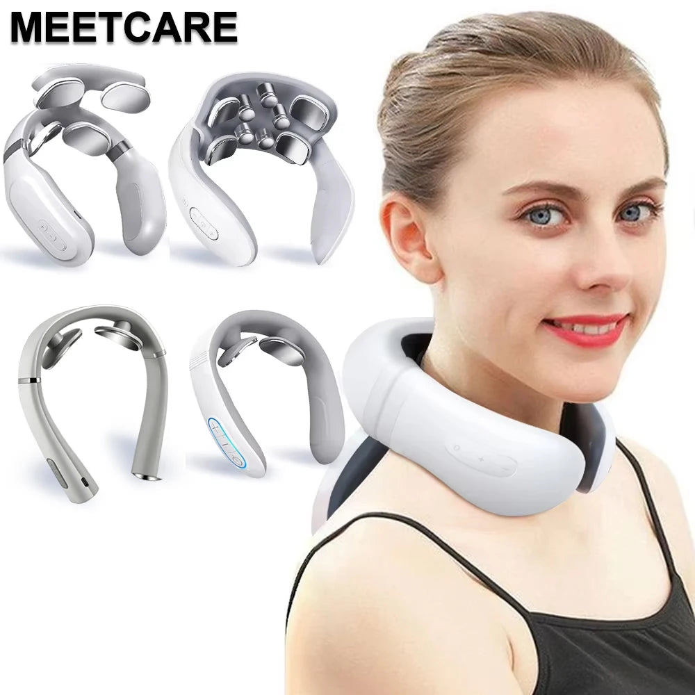 TENS Pulse Back Neck Massage Wireless Smart Sholder Cervical Massager Heating Muscle Punch Beating Care Device