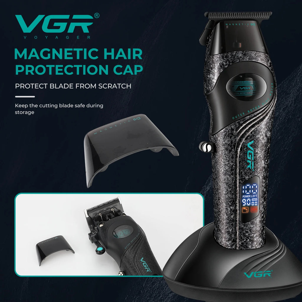 VGR Hair Clippers Adjustable Hair Trimmer Electric Haircut Machine External Rotor 9000 RPM Barber Combo Clipper for Men V-857