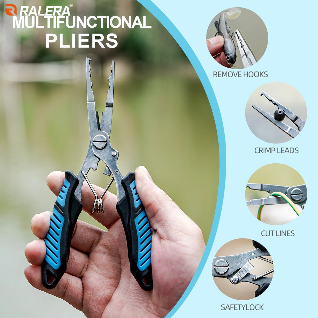 RALERA Complete Fishing Tool Set: Pliers, Fish Gripper, Hook Remover, Shears, Towel & Portable Carry Bag for All Anglers