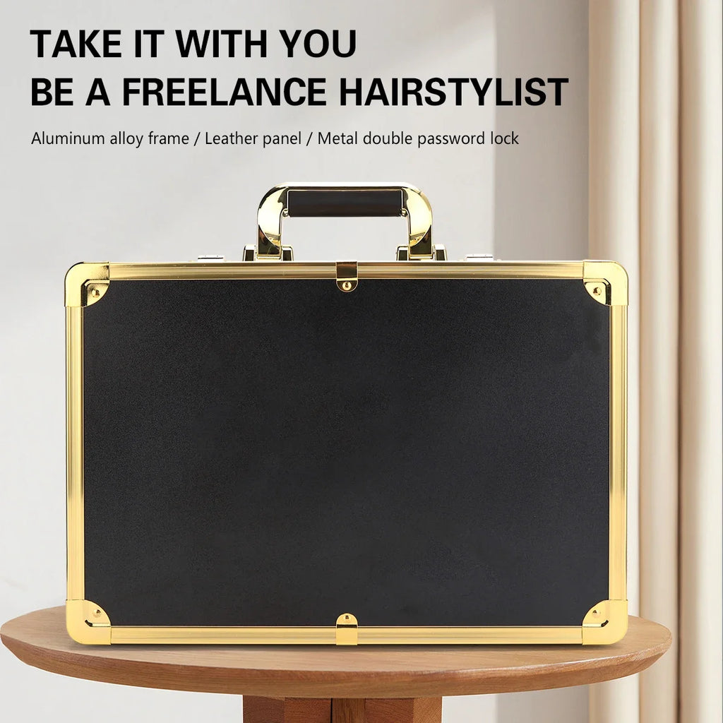 Storage Box Password Lock Aluminum Portable Suitcase Professional Hairdressing Large Capacity Salon Tool Carrying Box