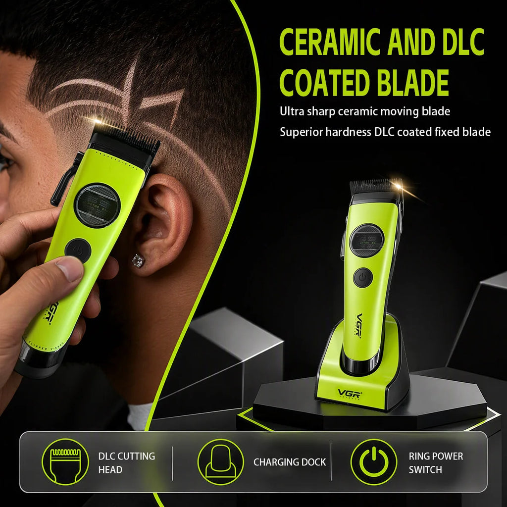 VGR Hair Trimmer Professional Brushless Motor Clipper Hair Cutting Machine Adjustable Charging Base Hair Trimmer for Men V-880