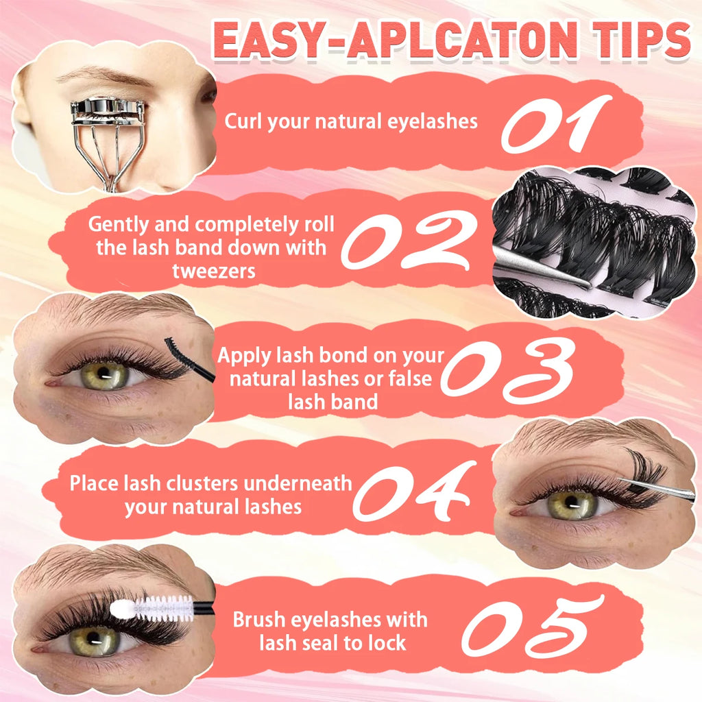MJ 640pcs 30D/40D/50D/60D Individual Lashes Book Clusters Extensions False Eyelash DIY at Home Cluster Eyelash Extensions Makeup