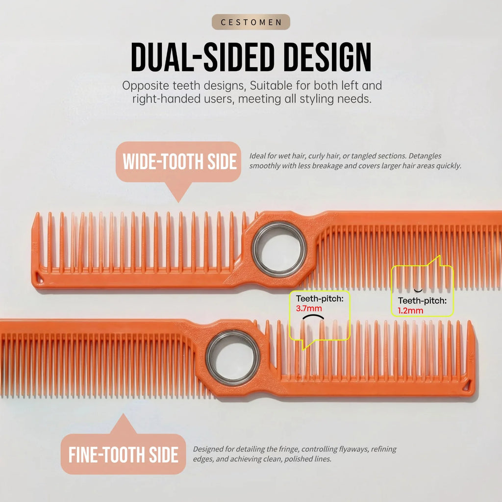 2/3Pcs Professional Barber Comb Set 360° Rotating Bearing Comb Folding Comb Portable Fade Brush Men Hair Grooming Styling Tools