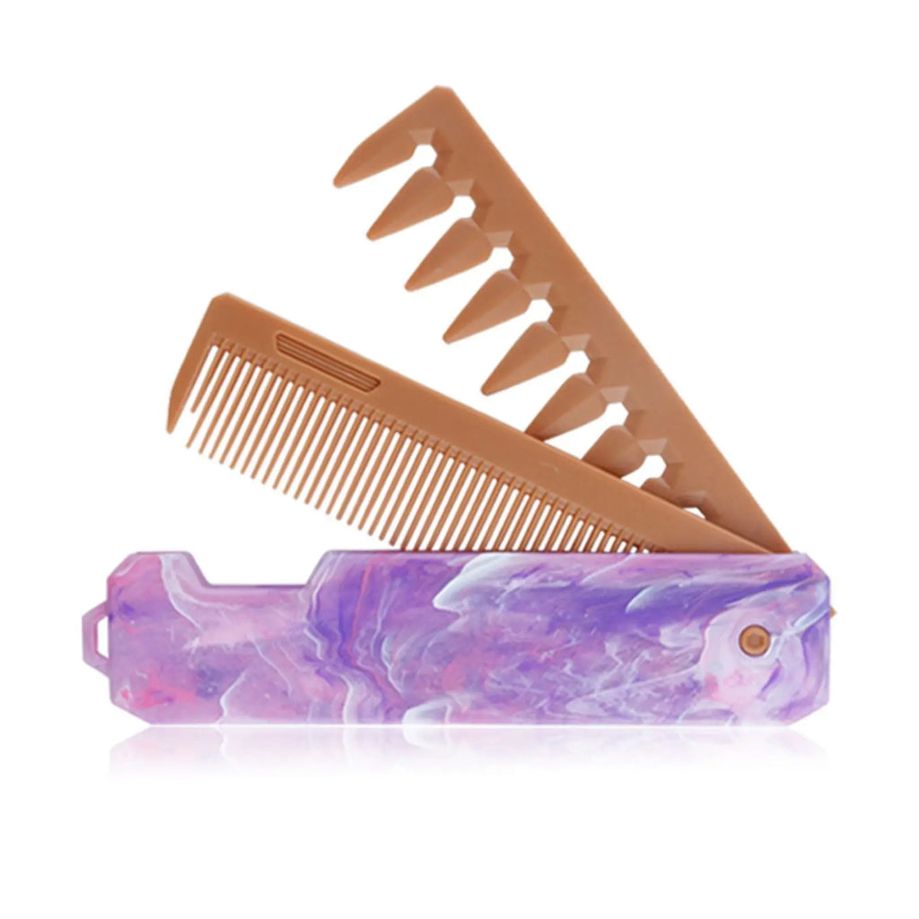 New 1/2/3 in 1 Pocket Folding Combs Plastic Wide Tooth Oil Head Comb Beard Combing Barber Clipper Comb Salon Hair Styling Tools