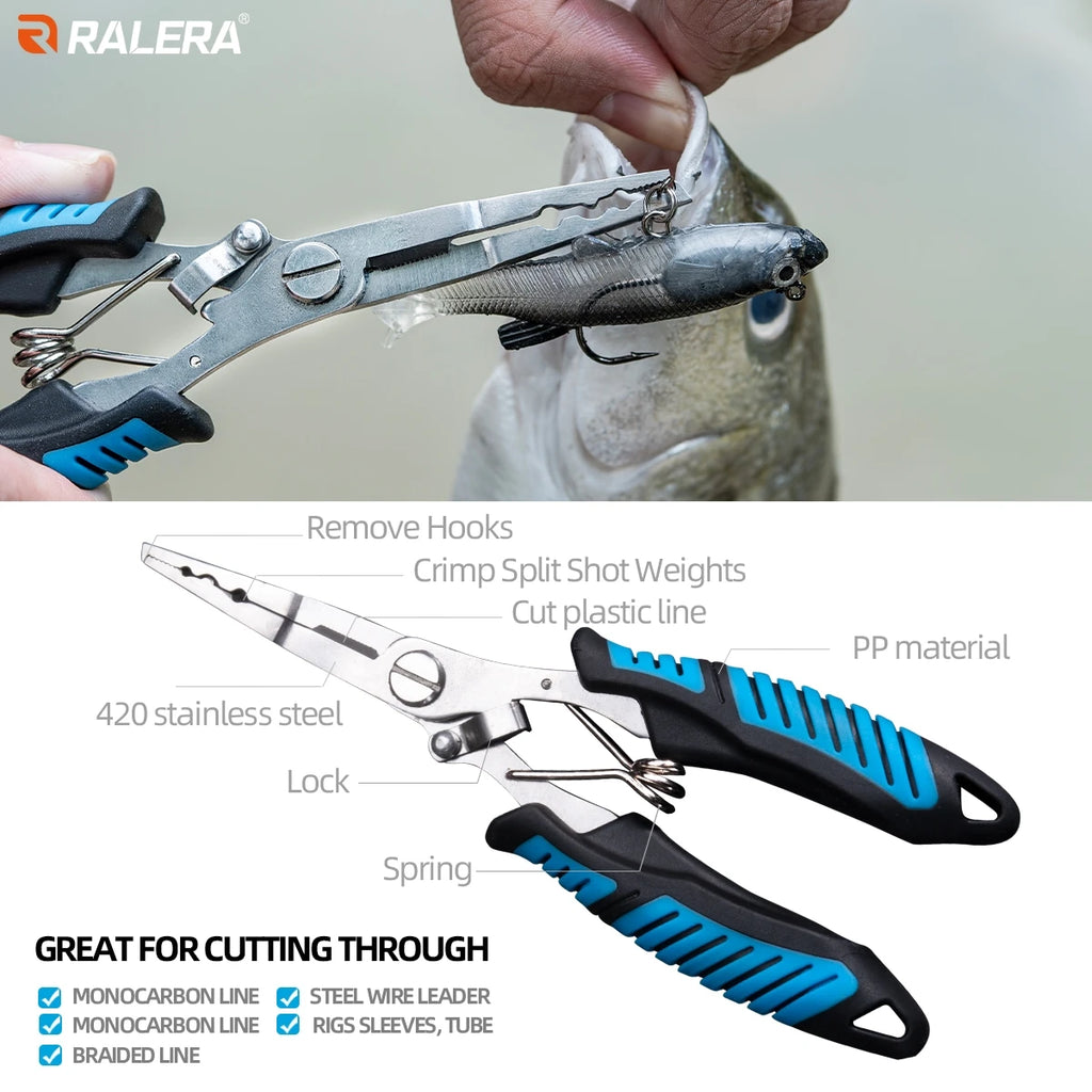 RALERA Complete Fishing Tool Set: Pliers, Fish Gripper, Hook Remover, Shears, Towel & Portable Carry Bag for All Anglers