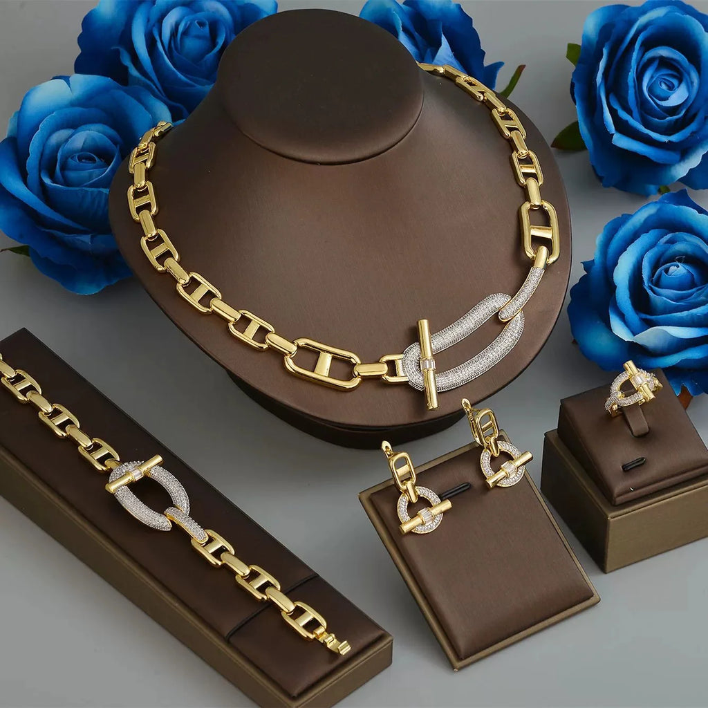 Exquisite Heart U-shaped Buckle Steel Wire Design Bracelet Necklace Fashion Party Daily Jewelry