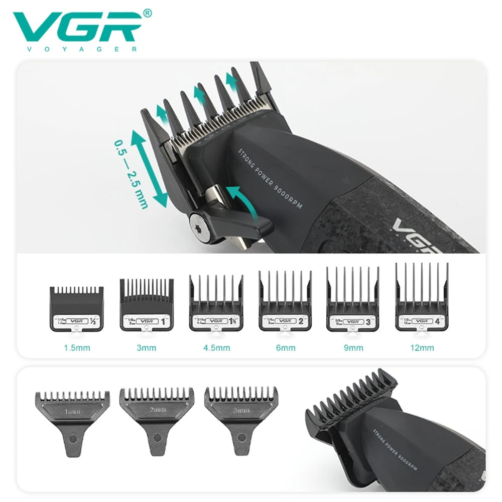 VGR Hair Trimmers Professional Clippers 9000 RPM Hair Clipper Electric Haircut Machine Rechargeable Hair Trimmer for Men V-640