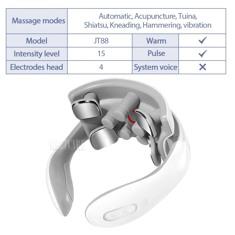 TENS Pulse Back Neck Massage Wireless Smart Sholder Cervical Massager Heating Muscle Punch Beating Care Device