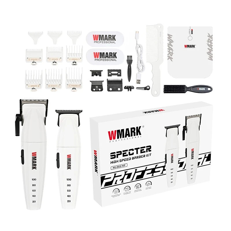 WMARK Hair Trimmer Adjustable Hair Cutting Machine Electric Hair Clipper Barber Cordless 9000 RPM Trimmer for Men NG-8632 KIT