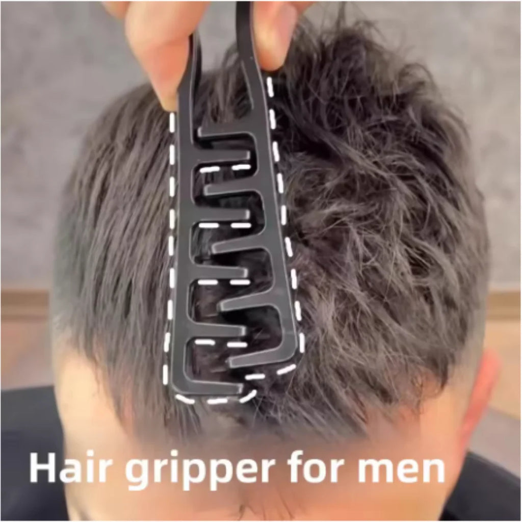 Men Fluffy Hair Styling Comb V‑Shape Texture Modeling Hair Gripper Clip DIY Hairstyle Tool For Volume Bangs Hairline Salon