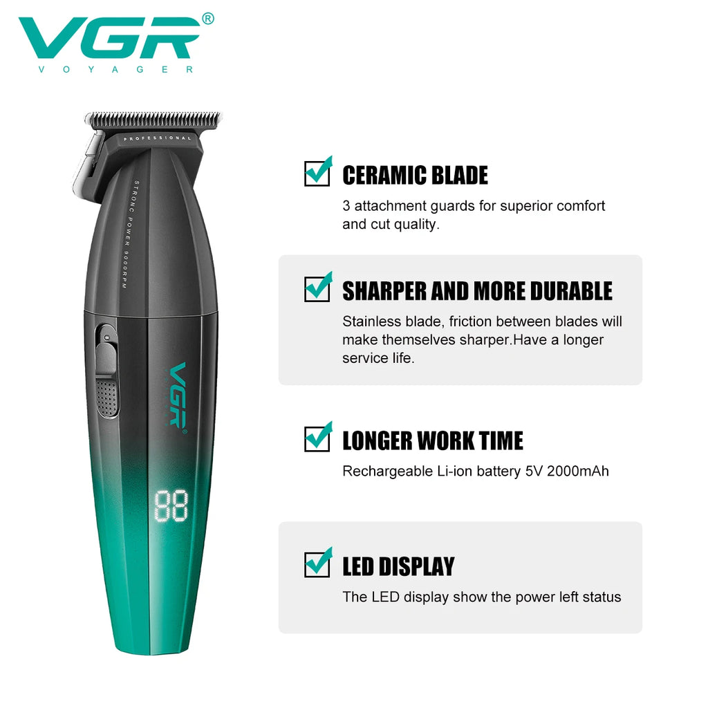 VGR Hair Trimmer Professional Shaver Cordless Hair Cutting Machine Clipper Adjustable Barber Trimmer for Men V-003 V-906 V-308