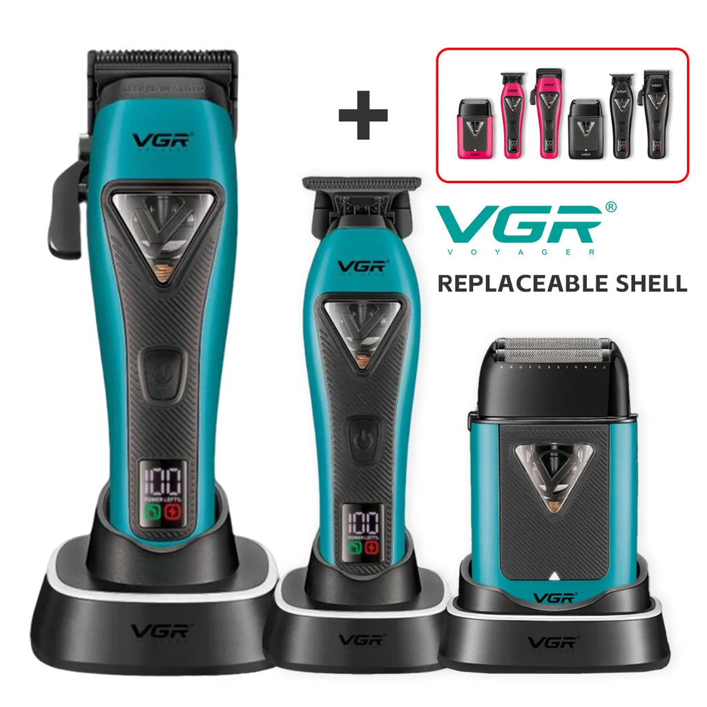 VGR Hair Clipper Professional Clippers 9000 RPM Hair Trimmers Vector Motor Hair Clippers Charging Base Clipper for Men 035 S3