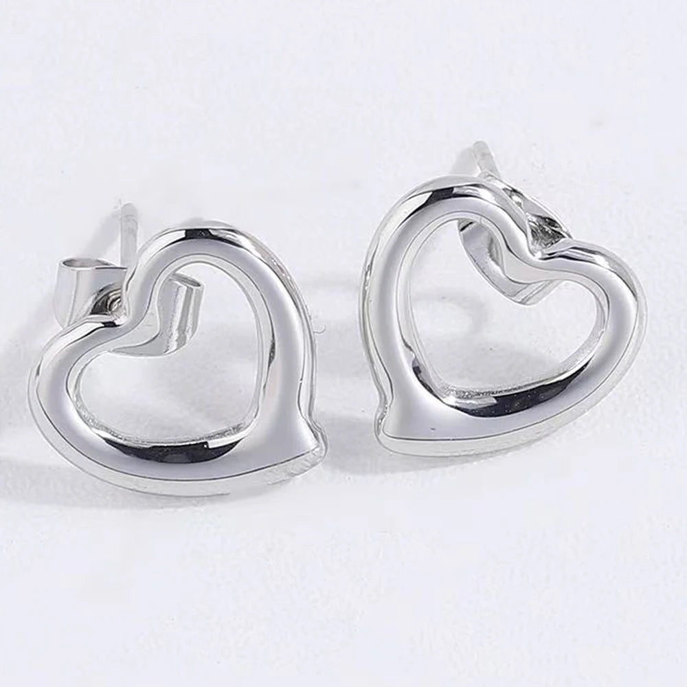 Aomogo Set INS Exquisite Love Fashion Stainless Steel Bracelet Earrings Necklace Pendant Set Women's Daily Goods Party Favors