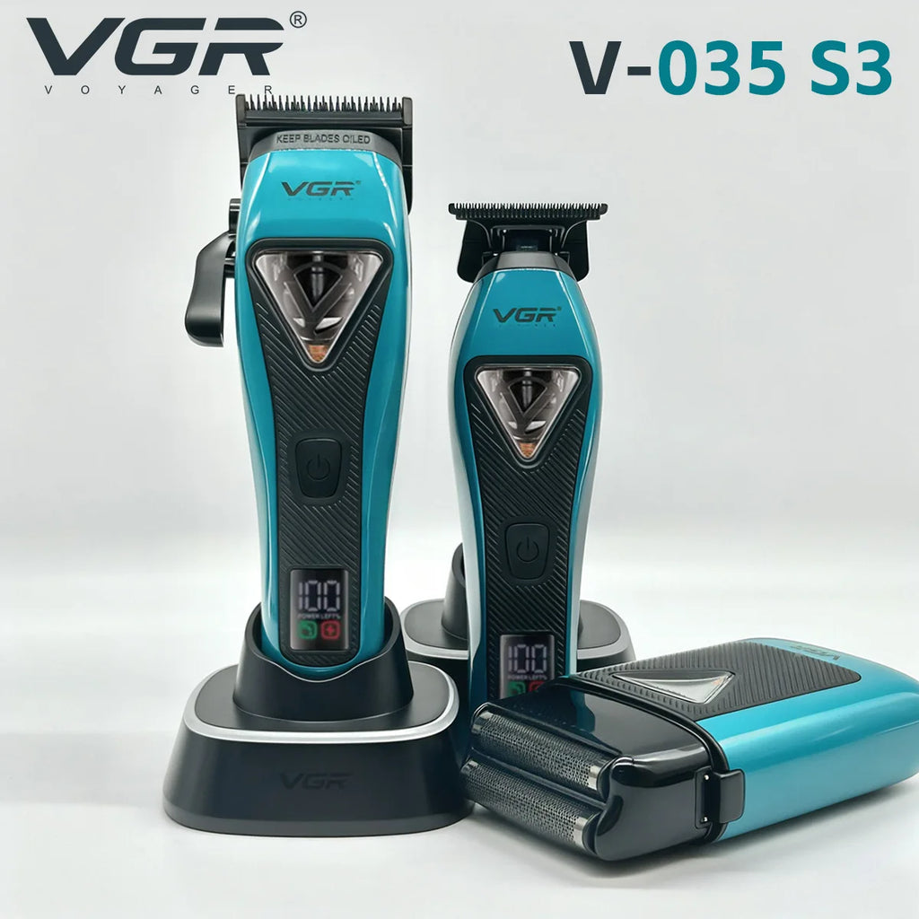VGR Hair Clipper Professional Clippers 9000 RPM Hair Trimmers Vector Motor Hair Clippers Charging Base Clipper for Men 035 S3
