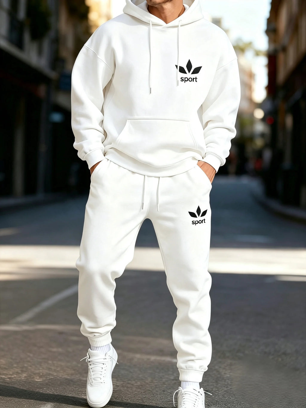 Unisex Men Women Printed Hooded Sweatshirt Sweatpants 2 Piece Set Autumn Winter Casual Jogger Fitness Sports Tracksuit Outfits