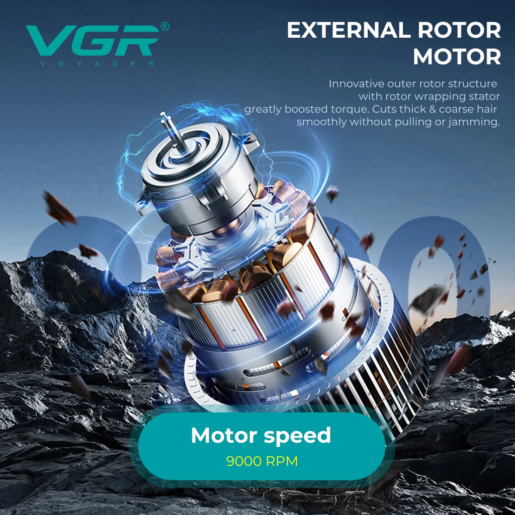 VGR Hair Clippers Adjustable Hair Trimmer Electric Haircut Machine External Rotor 9000 RPM Barber Combo Clipper for Men V-857