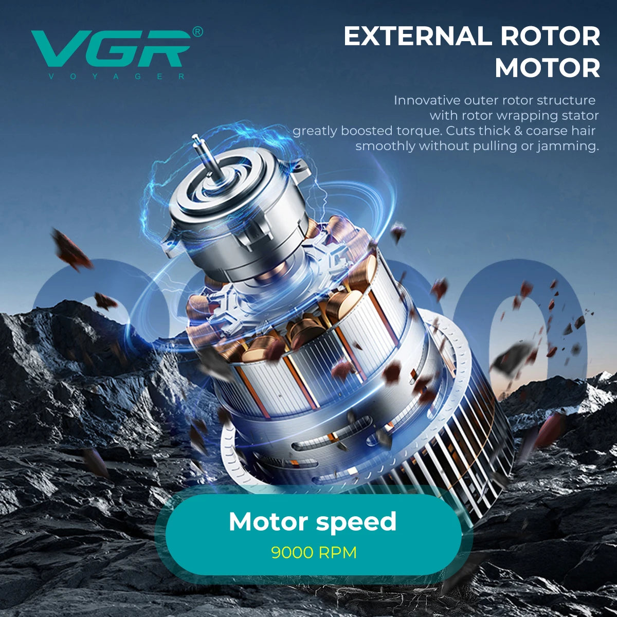 VGR Hair Clippers Adjustable Hair Trimmer Electric Haircut Machine External Rotor 9000 RPM Barber Combo Clipper for Men V-857